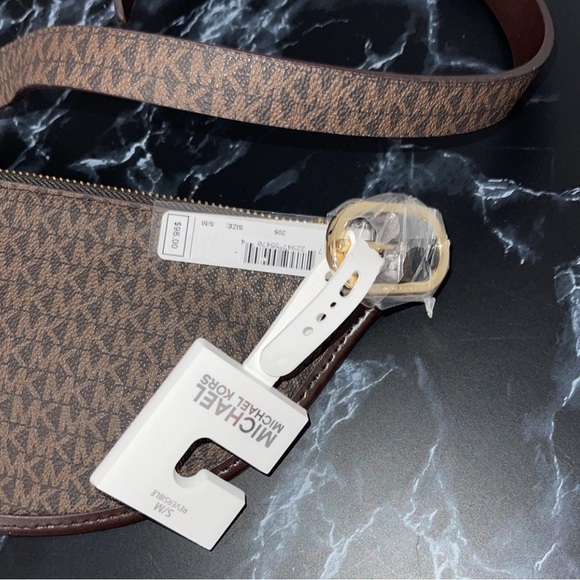 Michael Kors Reversible Leather Fanny Pack Belt Bag S/M Brown Gold AUTHENTIC NEW - Picture 12 of 14